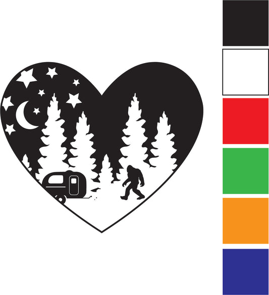 Bigfoot Camp Heart Decal