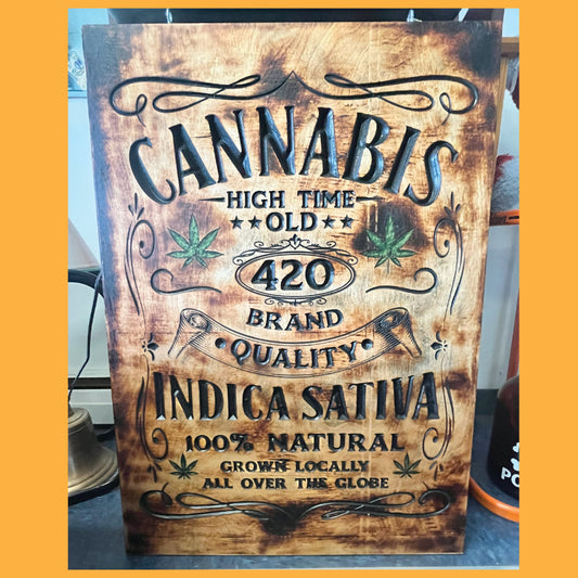 Handcrafted Birch Plywood Cannabis Sign